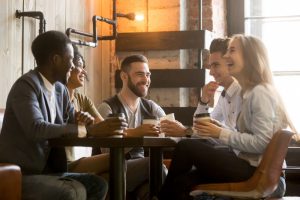 group of friends at coffee shop