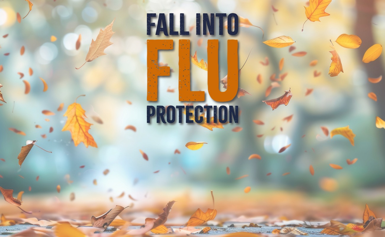 Falling leaves and promotion to receive a flu shot